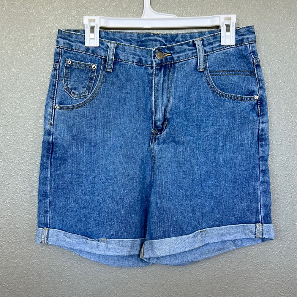 Women’s high waisted long, Jean shorts, Size Medium